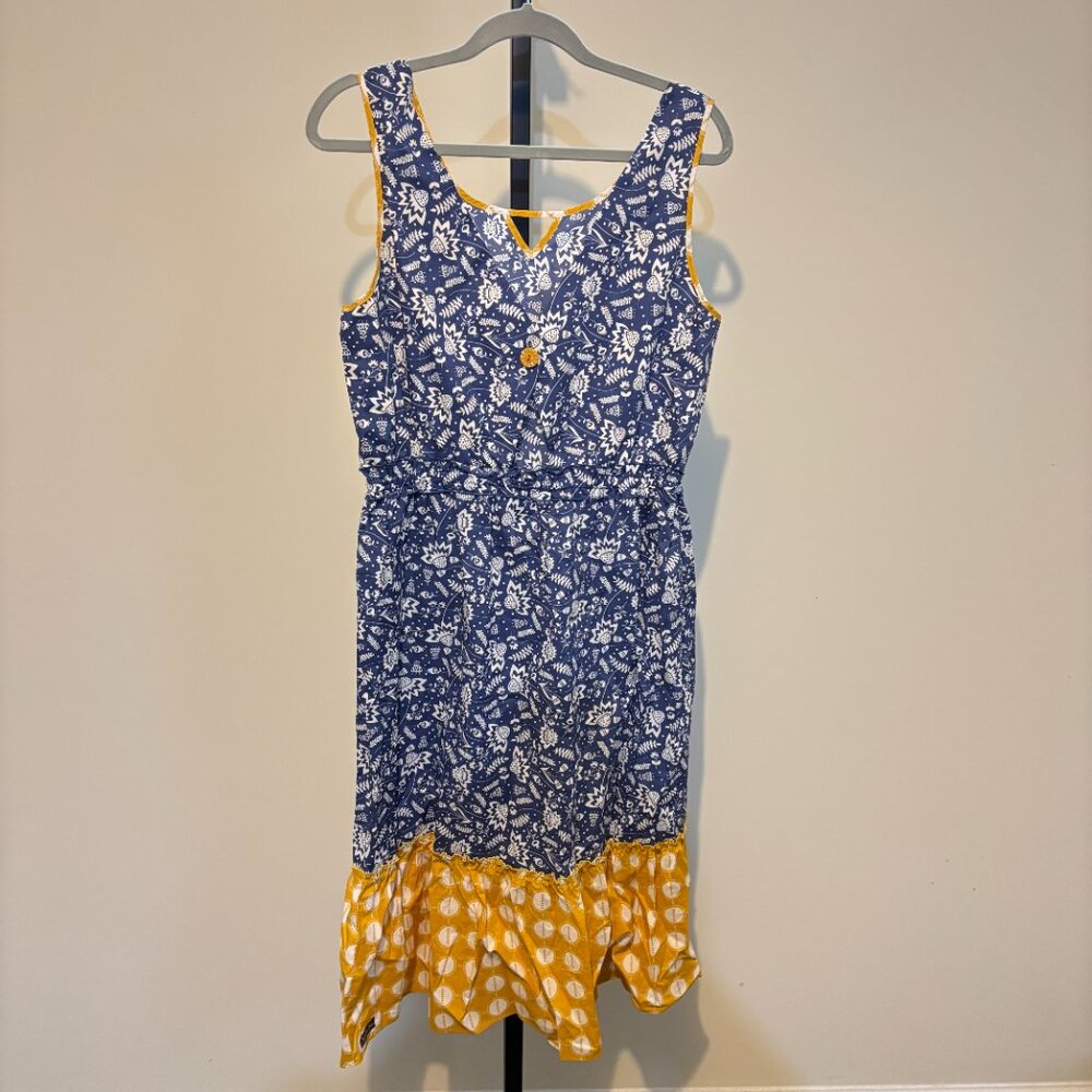 Matilda Jane Blue Ridge Sleeveless Button Back Drawstring Ruffle Dress - Picture 12 of 12